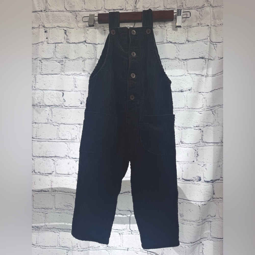 Zara Black Corduroy Overall Jumpsuit